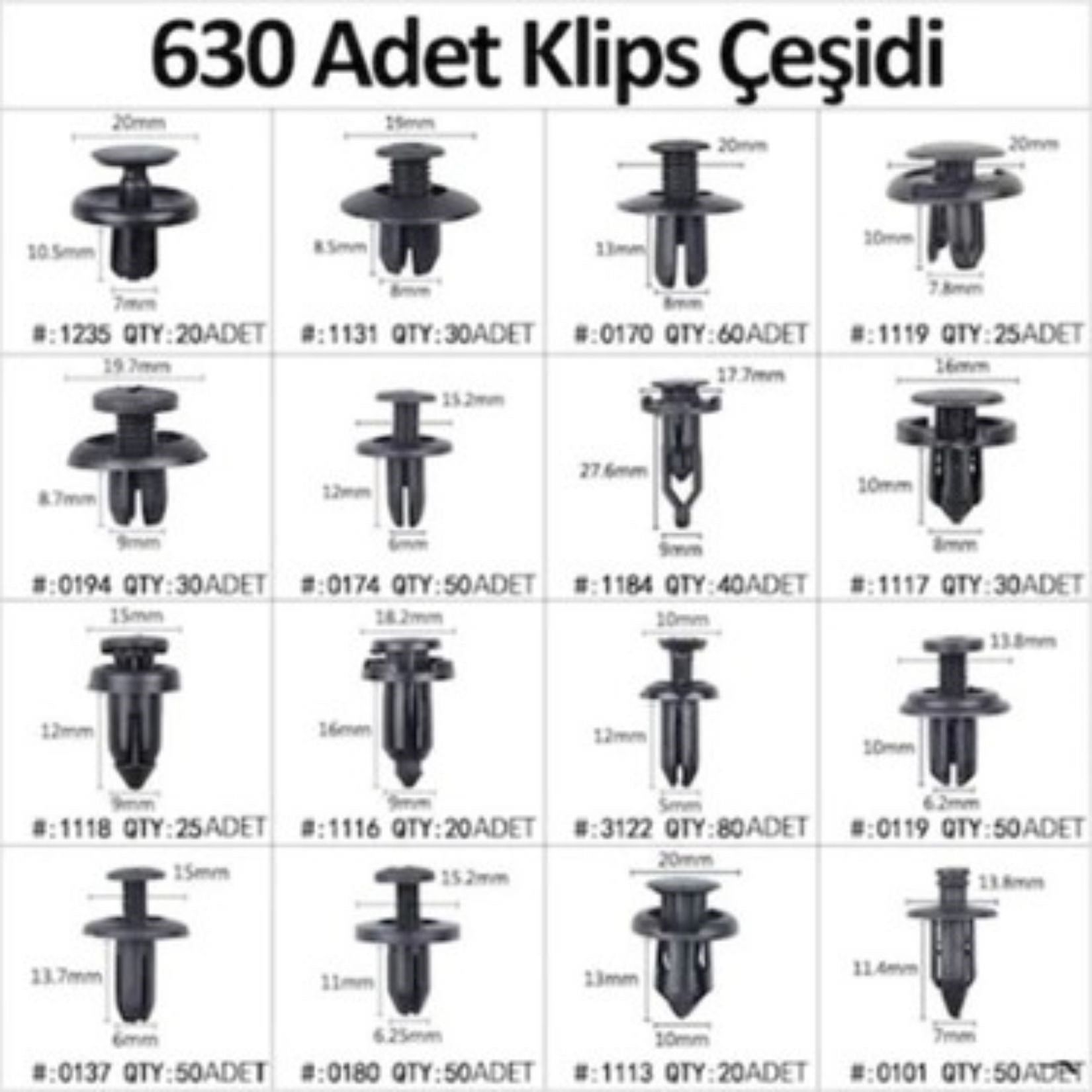 ANKAVERSE® 630 Adet Trim Klips Seti – Oto Panel, Kapı Döşeme, Tampon ve Pervaz İçin Evrensel Raptiye Bağlantı Elemanları