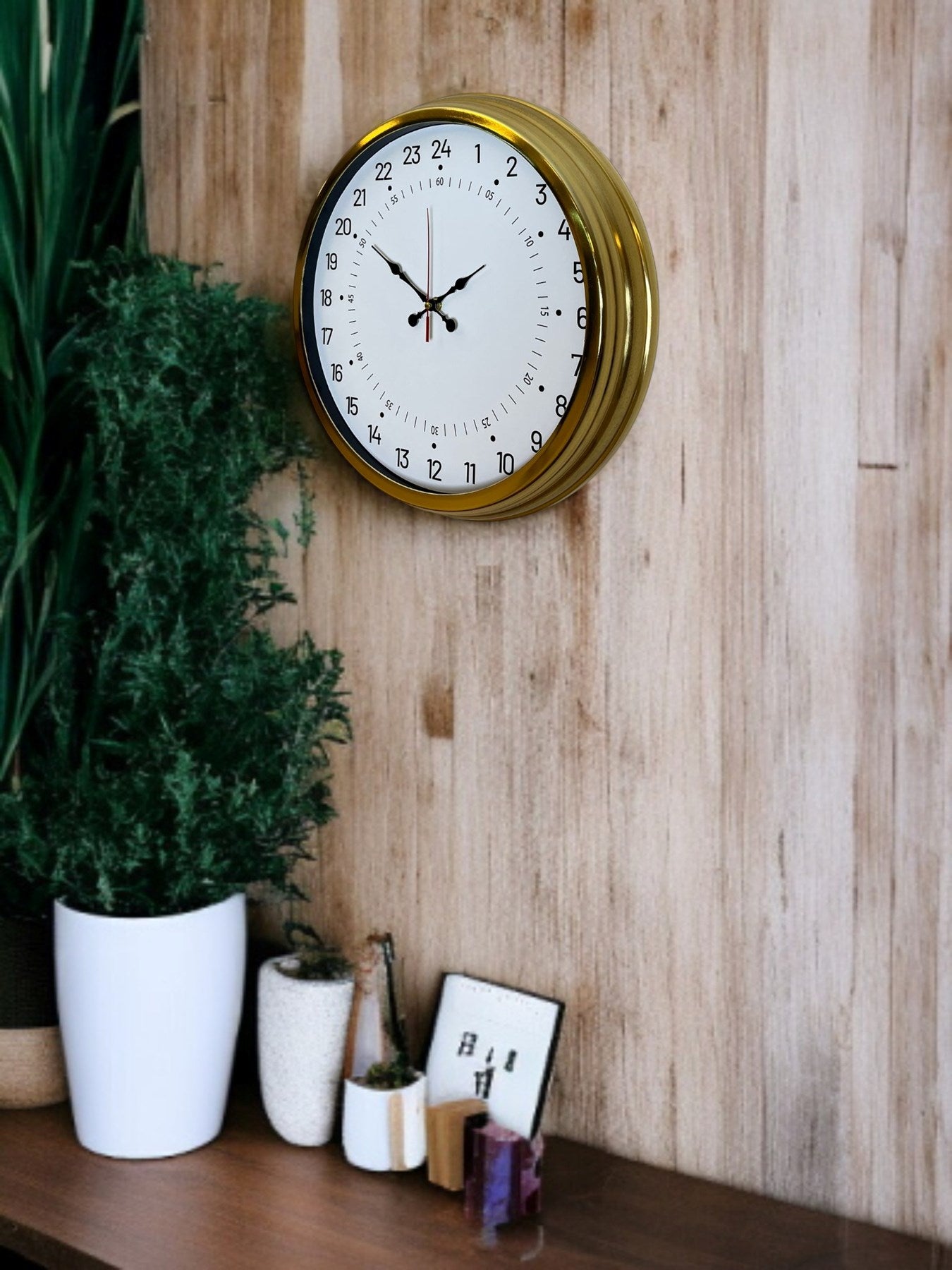 Zentime Gold 40 Cm Metal 24 Saat Göstergeli Özel Tasarım Duvar Saati