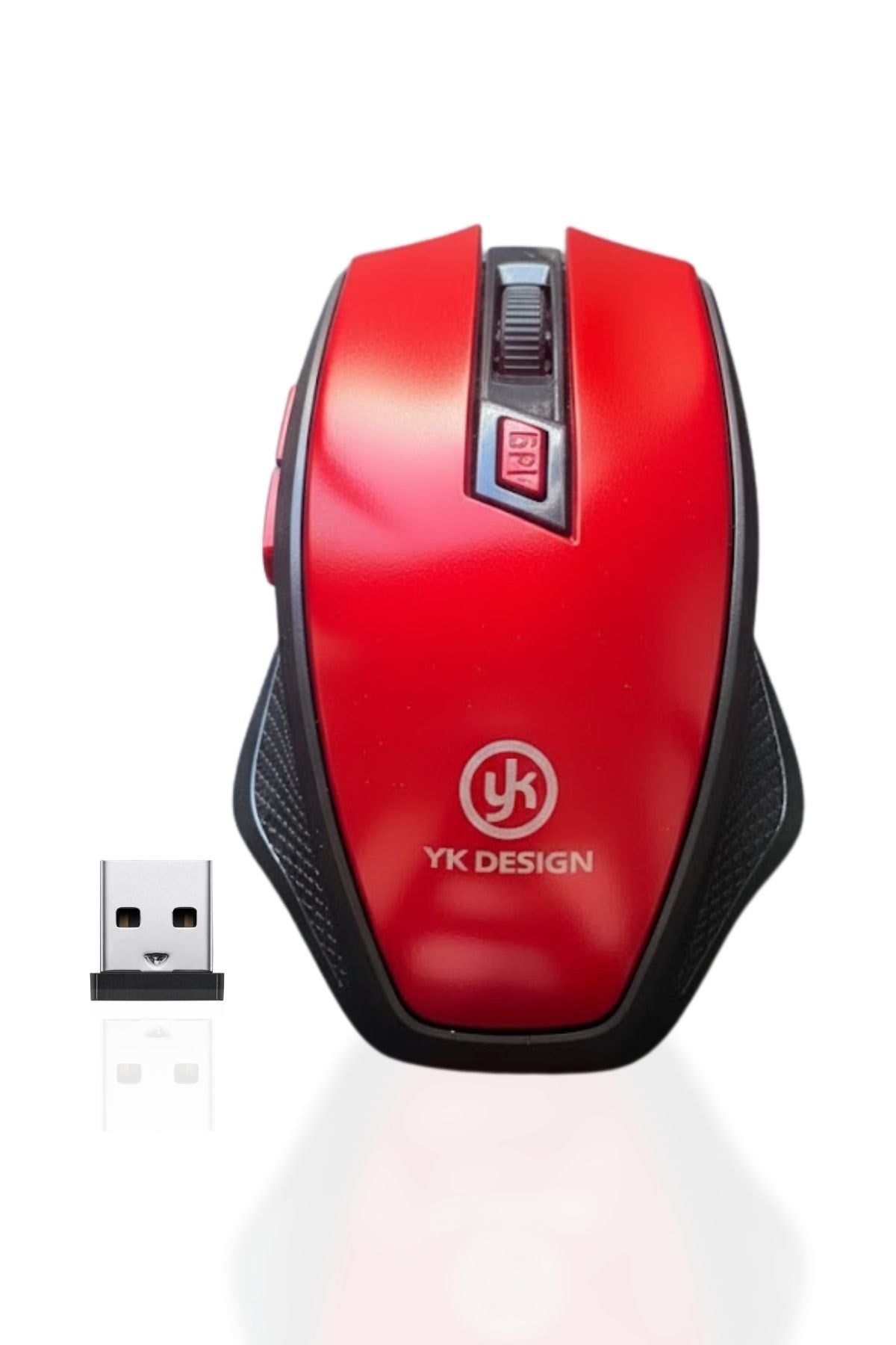 ANKAVERSE® Kırmızı Renkli Baş Parmak Destekli Ergonomik Sessiz Kablosuz Mouse – USB Alıcılı, Ofis ve Oyun İçin Konforlu Bilgisayar Faresi MS6300