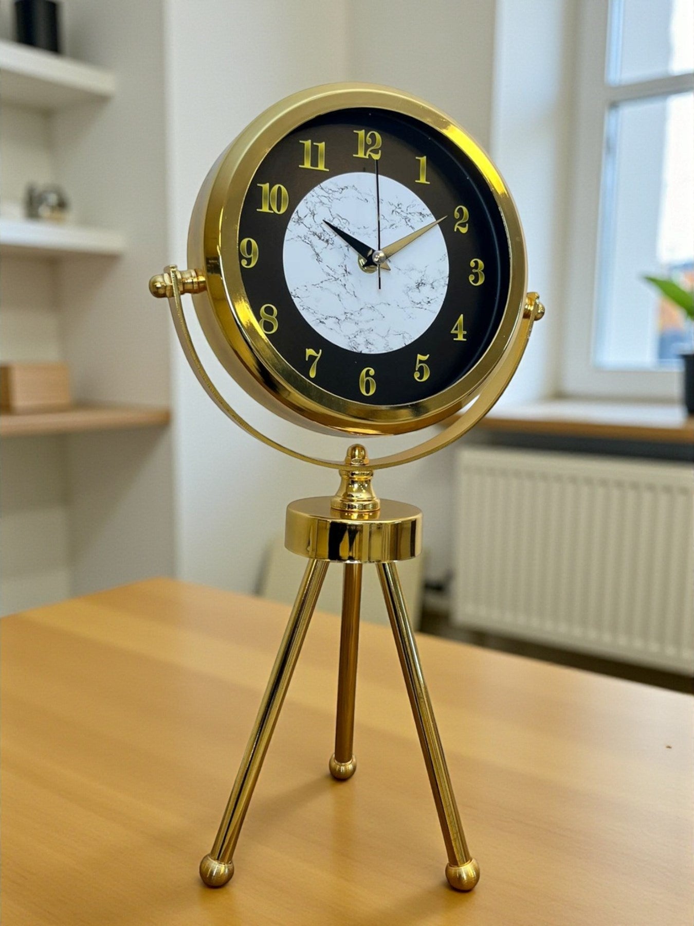 Zentime Golden Marble Üç Ayaklı Metal Masa Saati