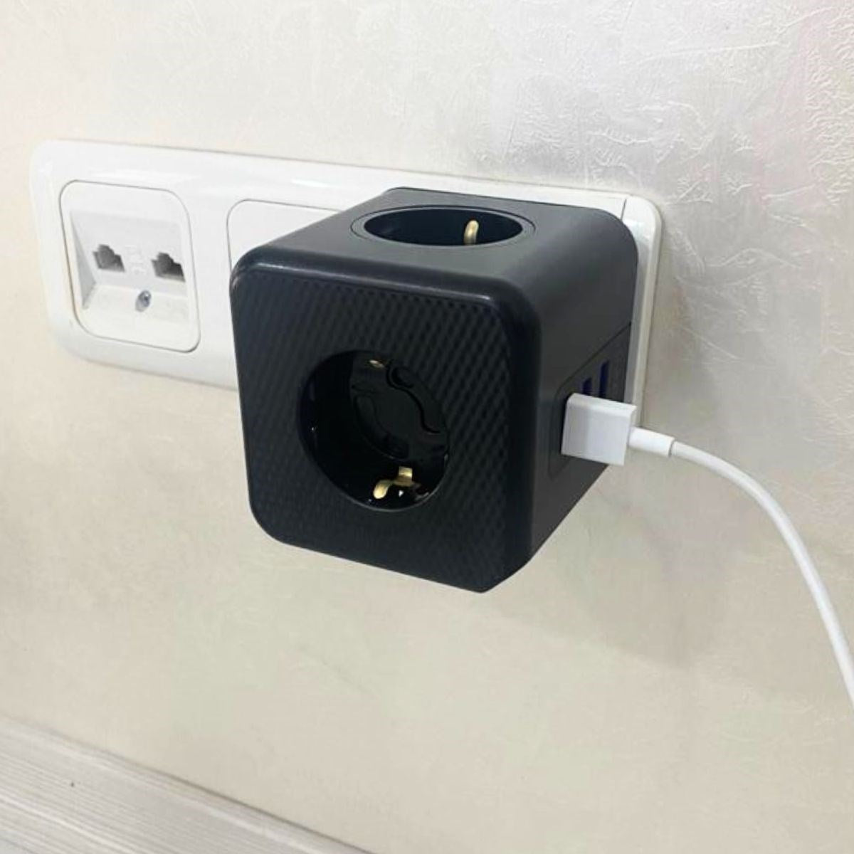 ANKAVERSE® Akıllı Küp Priz: 3 AC + 3 USB, Isı ve Çocuk Korumalı