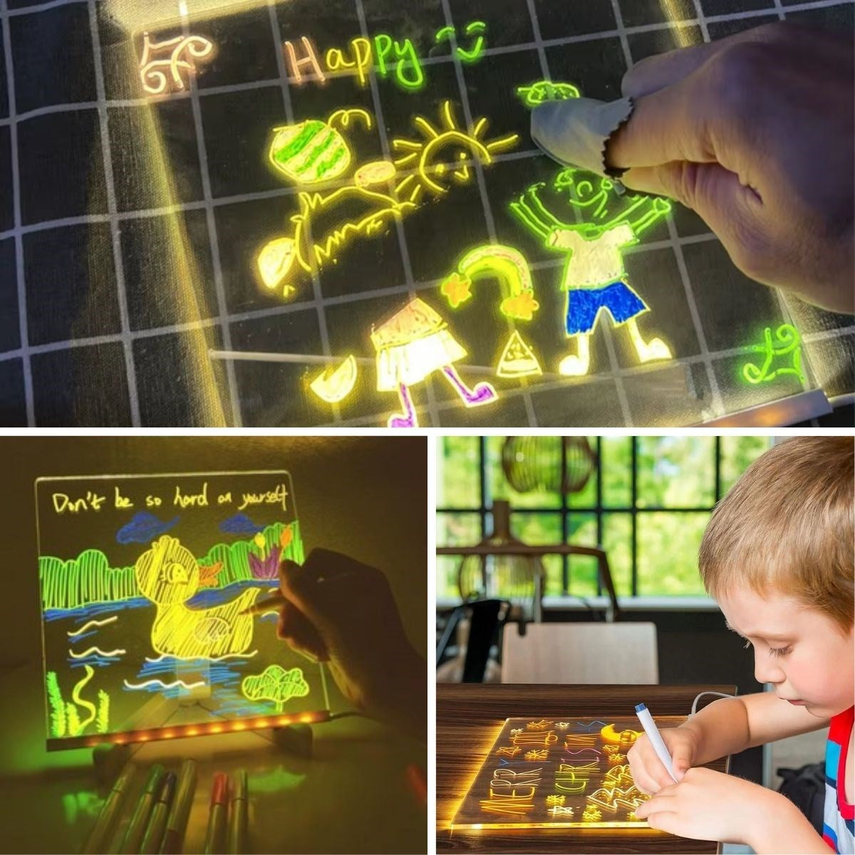 ANKAVERSE® LED Işıklı Fosforlu Yazı Panosu - 20x20 cm