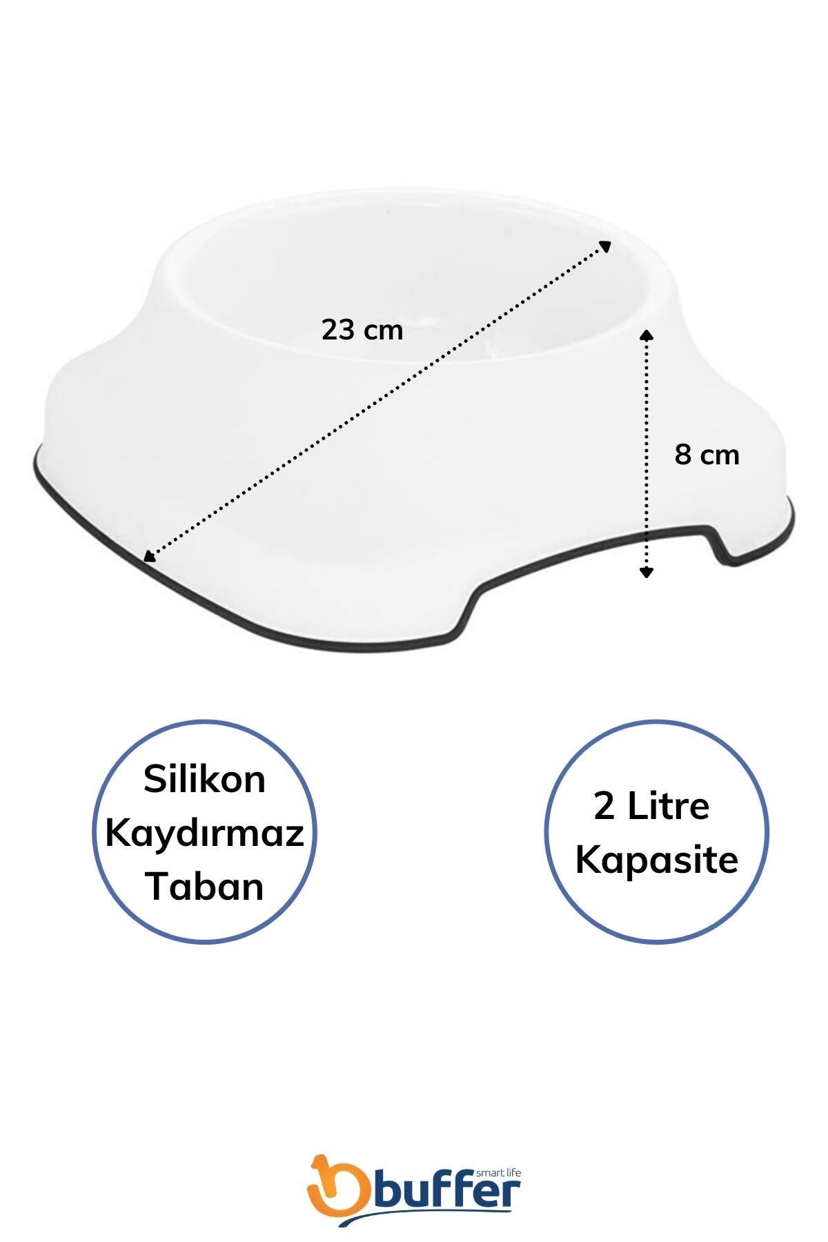 ANKAVERSE® Kaydırmaz Silikon Tabanlı 2L Pet Mama ve Su Kabı