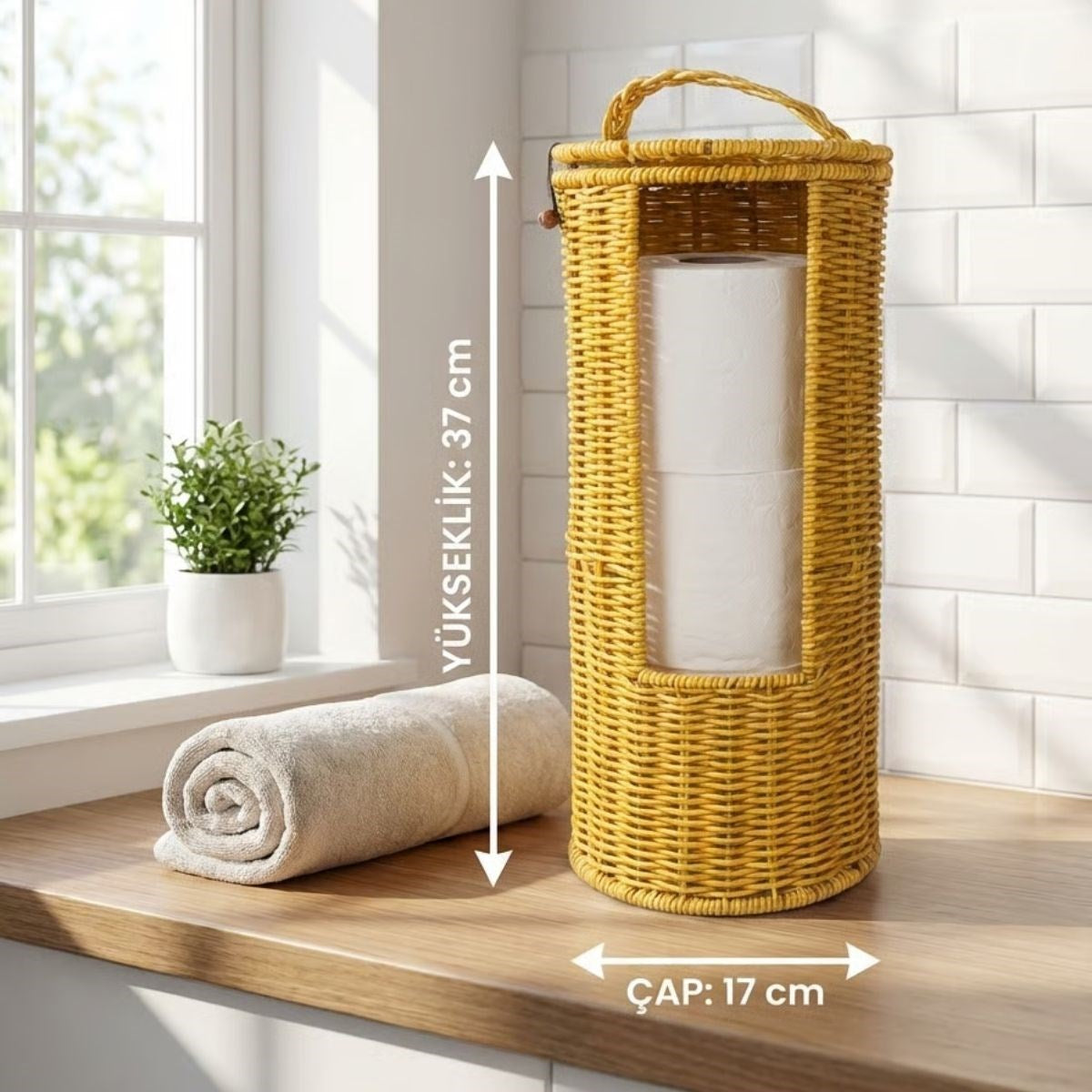 ANKAVERSE® Askılı Plastik Rattan Tuvalet Kâğıdı Standı – Hasır Görünümlü, Kapaklı, Yedekli WC Kâğıtlık, Banyo ve Tuvalet İçin Dekoratif Organizer