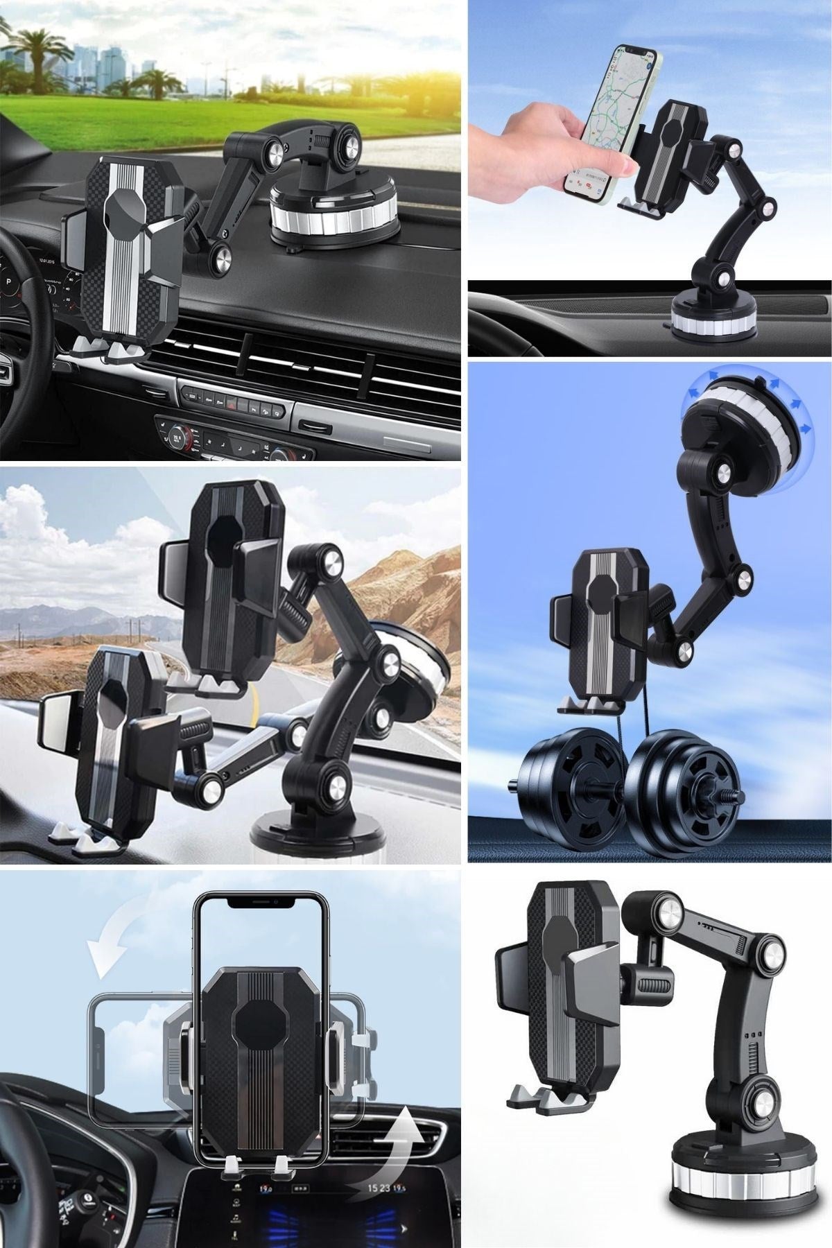 ANKAVERSE® 360° Dönebilen Jel Vantuzlu Araç Telefon Tutucu