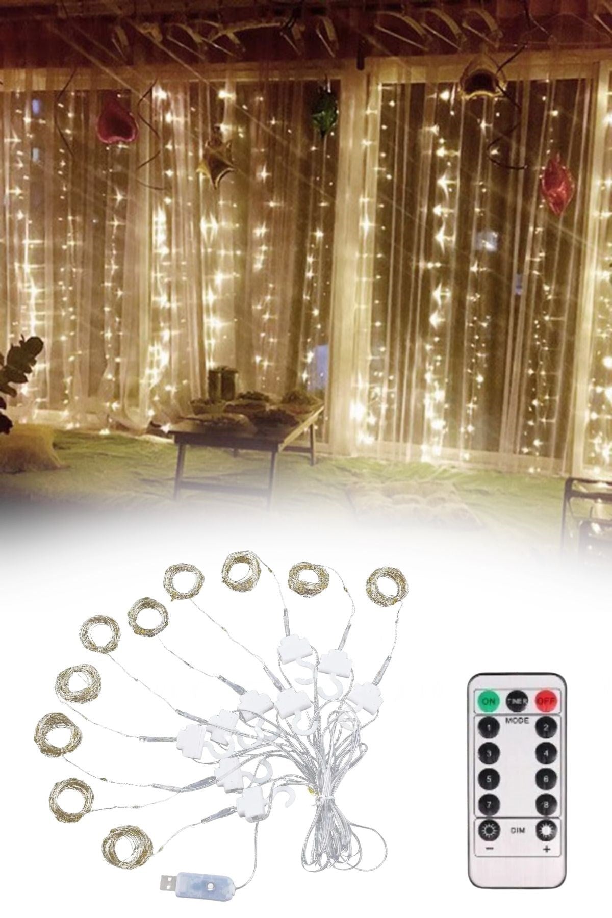 ANKAVERSE® 3x3m Uzaktan Kumandalı Peri LED Perde Işığı
