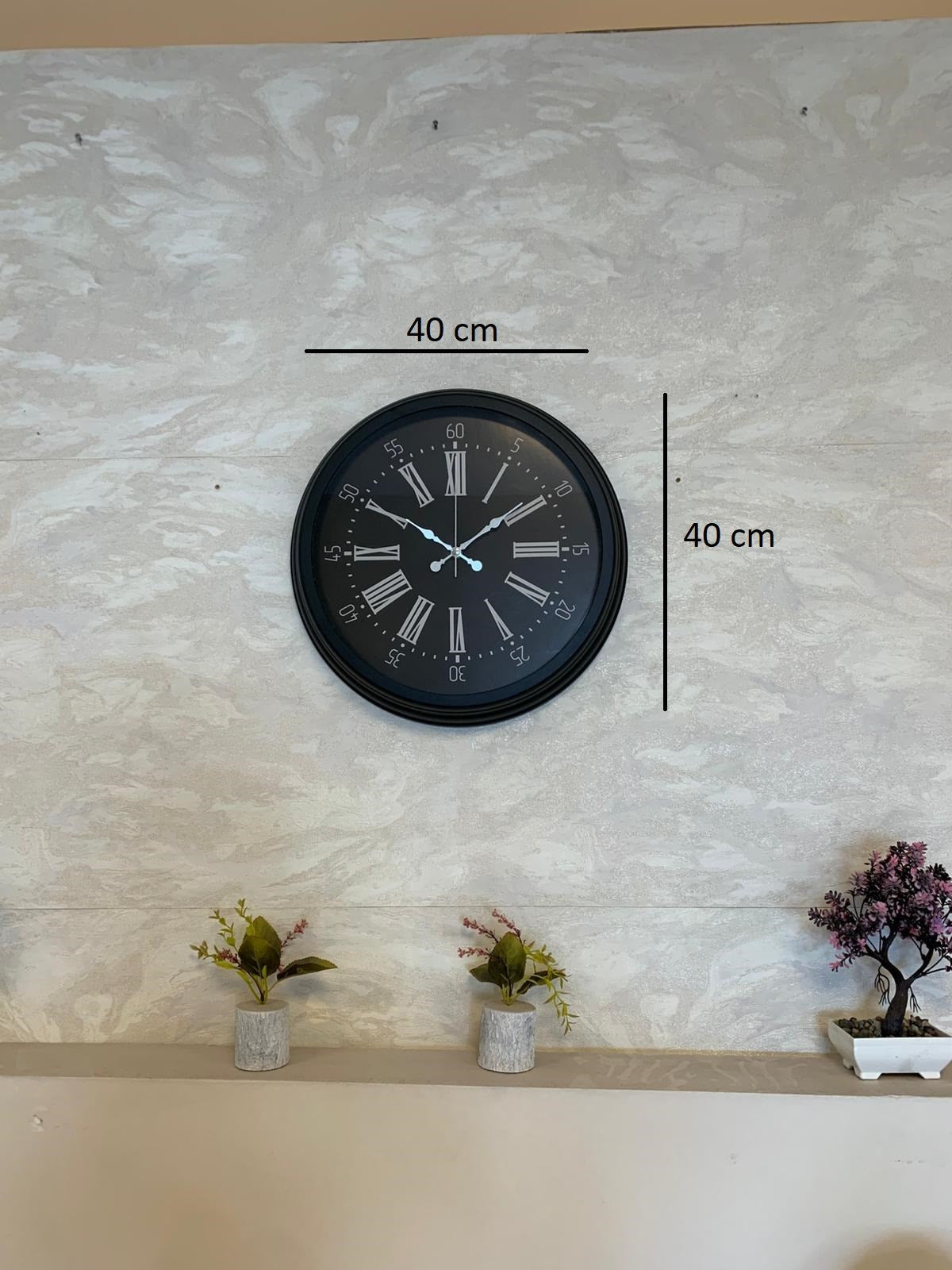 Zentime Black Noble 40 Cm Metal Modern Duvar Saati