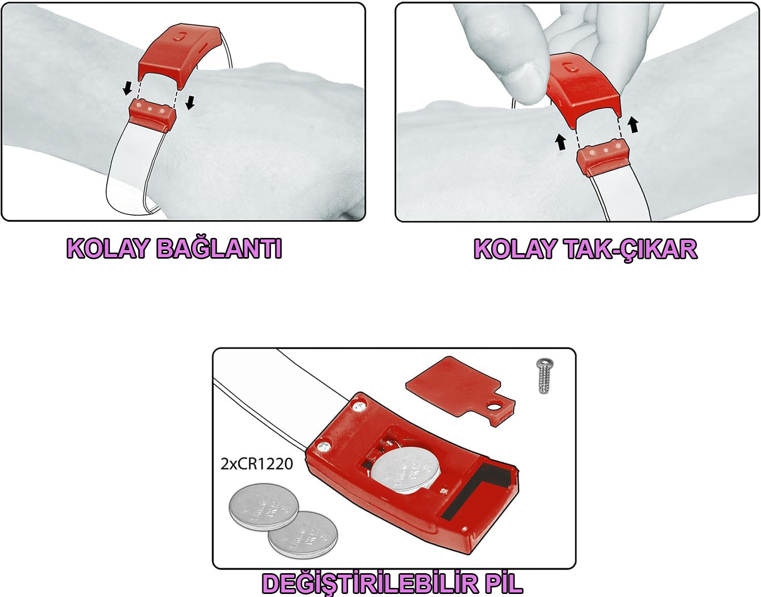 Festival &amp; Parti LED Bileklik Baskı Yapılabilir 3 Farklı Mod Işıklı 1 Adet (5286)