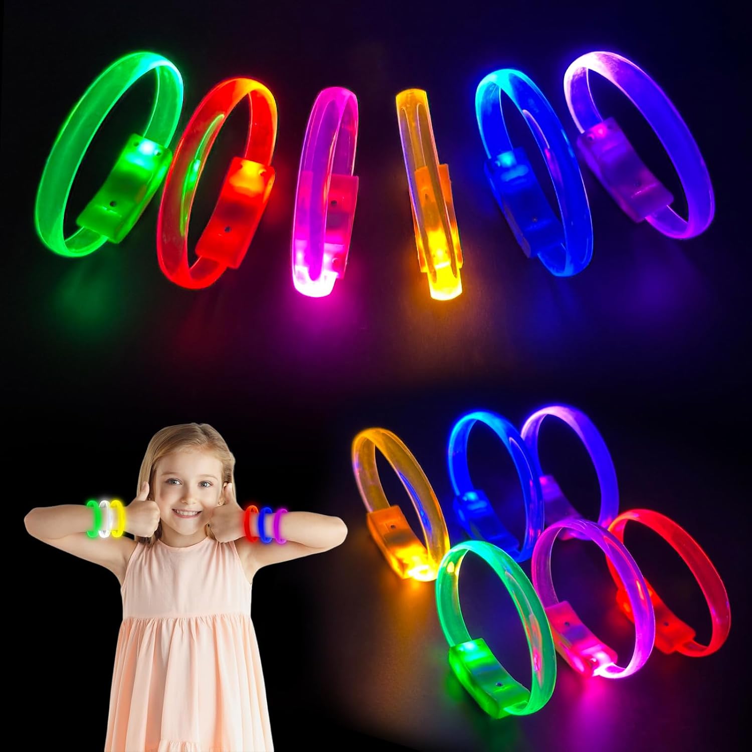 Festival &amp; Parti LED Bileklik Baskı Yapılabilir 3 Farklı Mod Işıklı 1 Adet (5286)