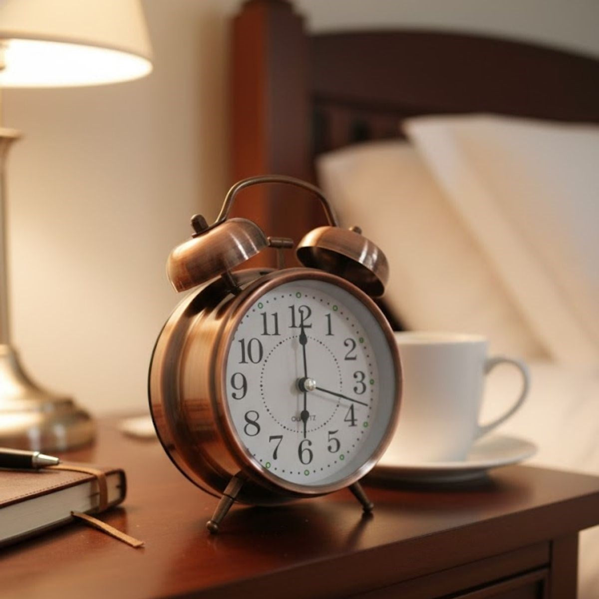 ANKAVERSE® Nostaljik Çalar Saat – Retro Tasarım, Sessiz Akan Mekanizma, Yüksek Sesli Alarm, Masa ve Komodin İçin Dekoratif Saat