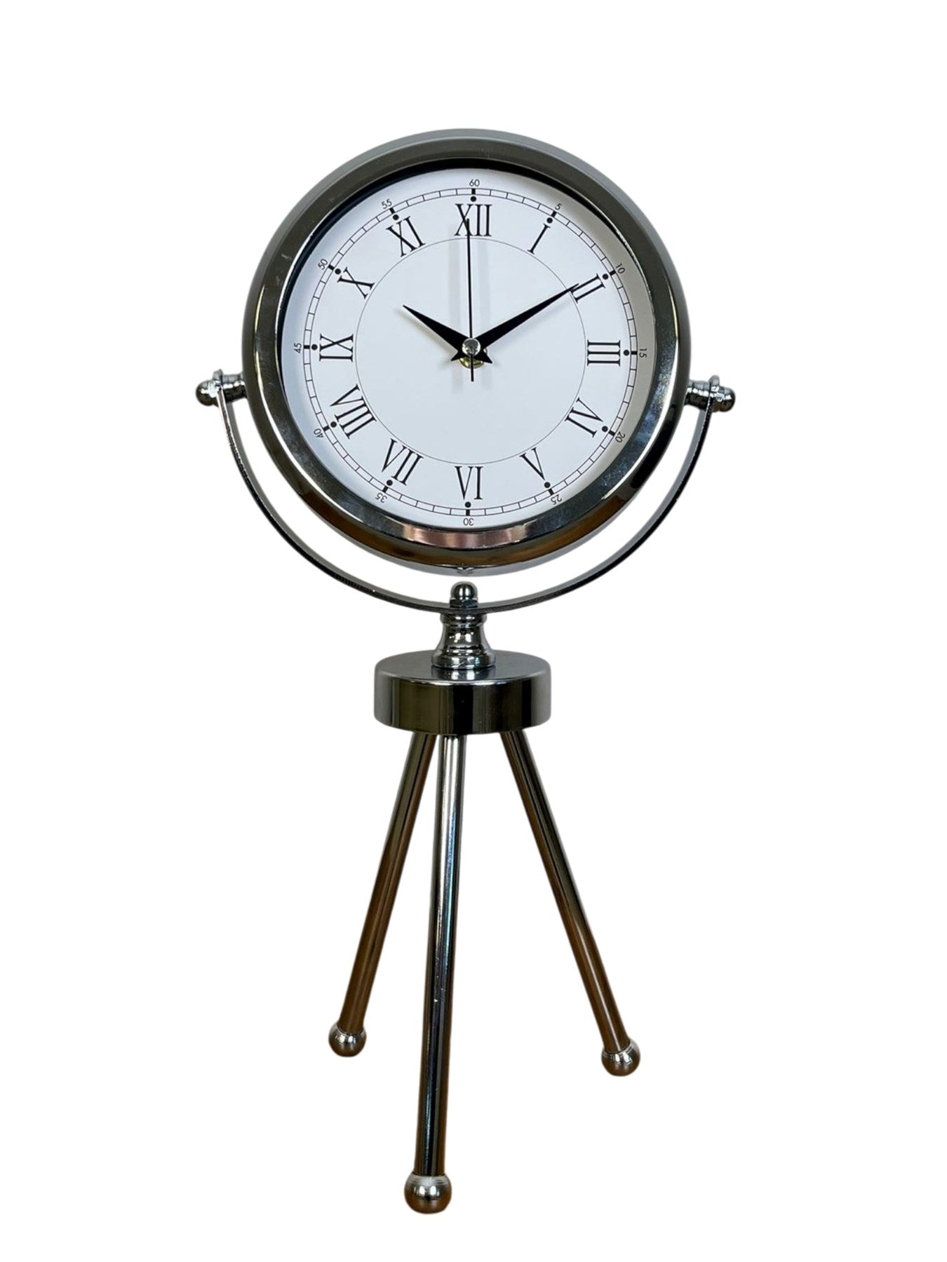 Zentime Silver Heritage Üç Ayaklı Krom Metal Masa Saati