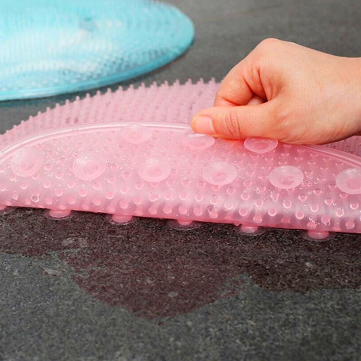 ANKAVERSE® Silikon Fırçalı Banyo Masaj Matı ve Ayaklar için Topuk Masaj Paspası