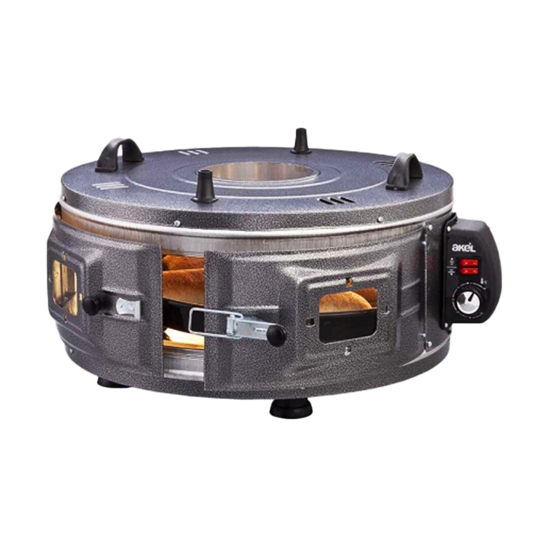 GROSS YUVARLAK DAVUL FIRIN STANDART AYARLANABİLİR TERMOSTAT = 50°C-320°C 1300W - 53CM ALÜMİNYUM TEPSİ ÖN - ÜST GÖZETLEME CAMI (5286)