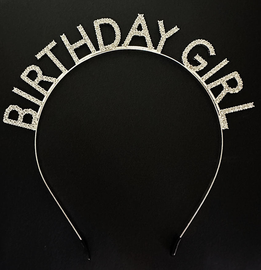 Gümüş Kristal Taşlı Birthday Girl Doğum Günü Tacı İthal Ürün A Kalite 17x16 cm (5286)