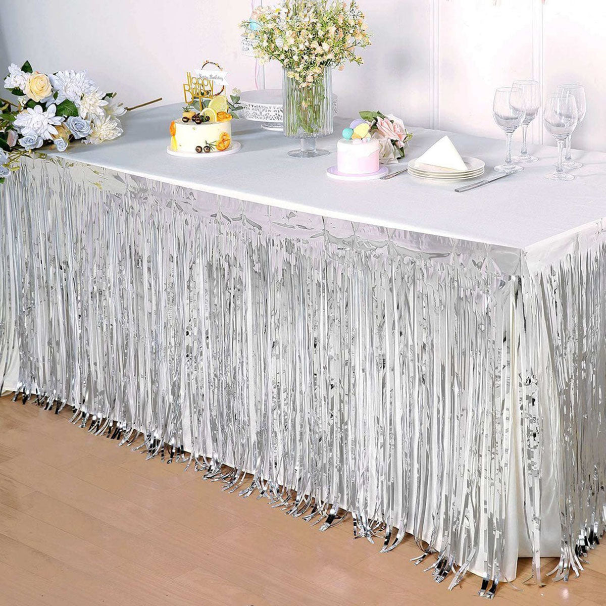 Gümüş Metalize Masa Eteği 275x75 cm - Kendinden Yapışkanlı (5286)
