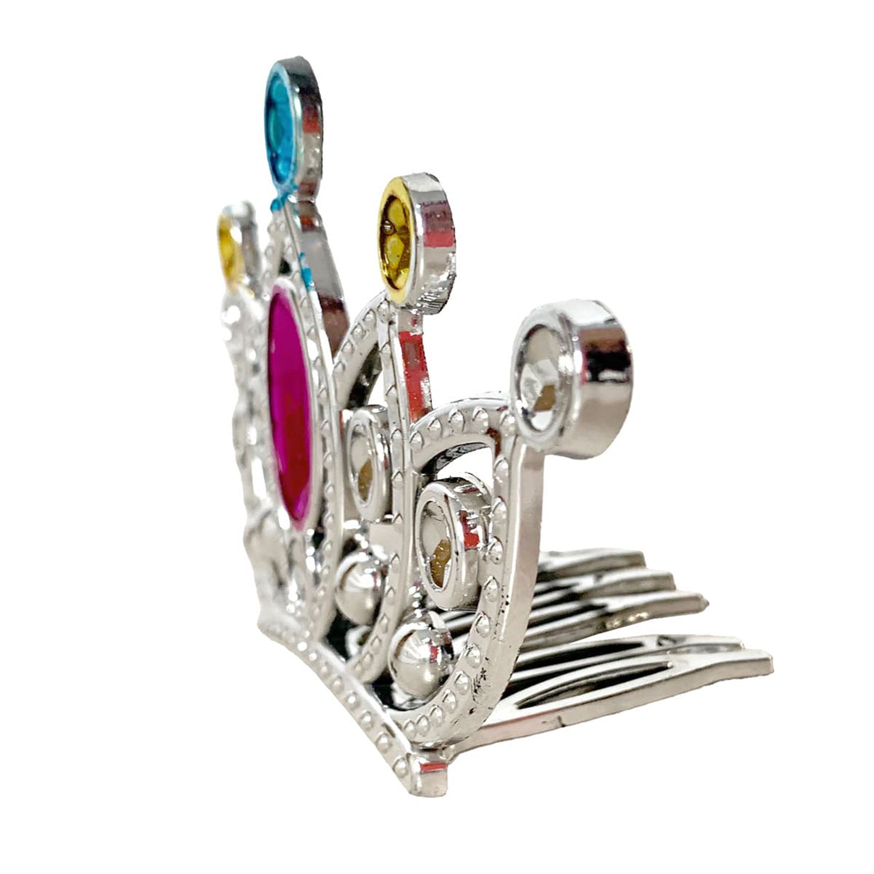 Gümüş Renk Taraklı Model Prenses Kraliçe Tacı 2 No 12x7 cm (5286)