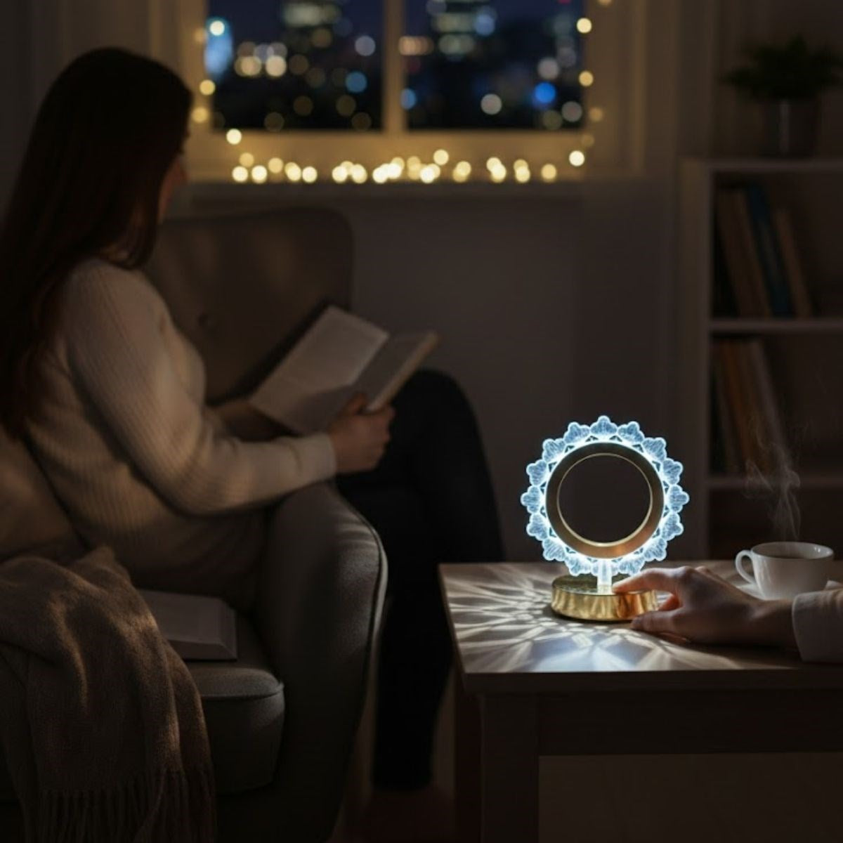 Güneş Şeklinde Kristal LED Masa Lambası – Dokunmatik, 3 Renk Işık Modlu, Şarjlı Mini Dekoratif Gece Lambası (5286)