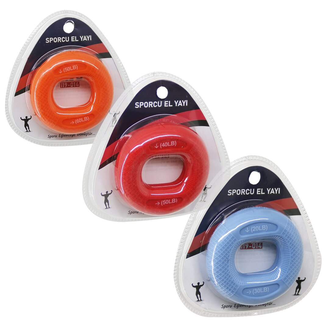 HALKA MODEL RENKLİ SPORCU SİLİKON EL YAYI ÇİFT KULLANIM = 20-30LBS - 40-50LBS - 50-60LBS (5286)