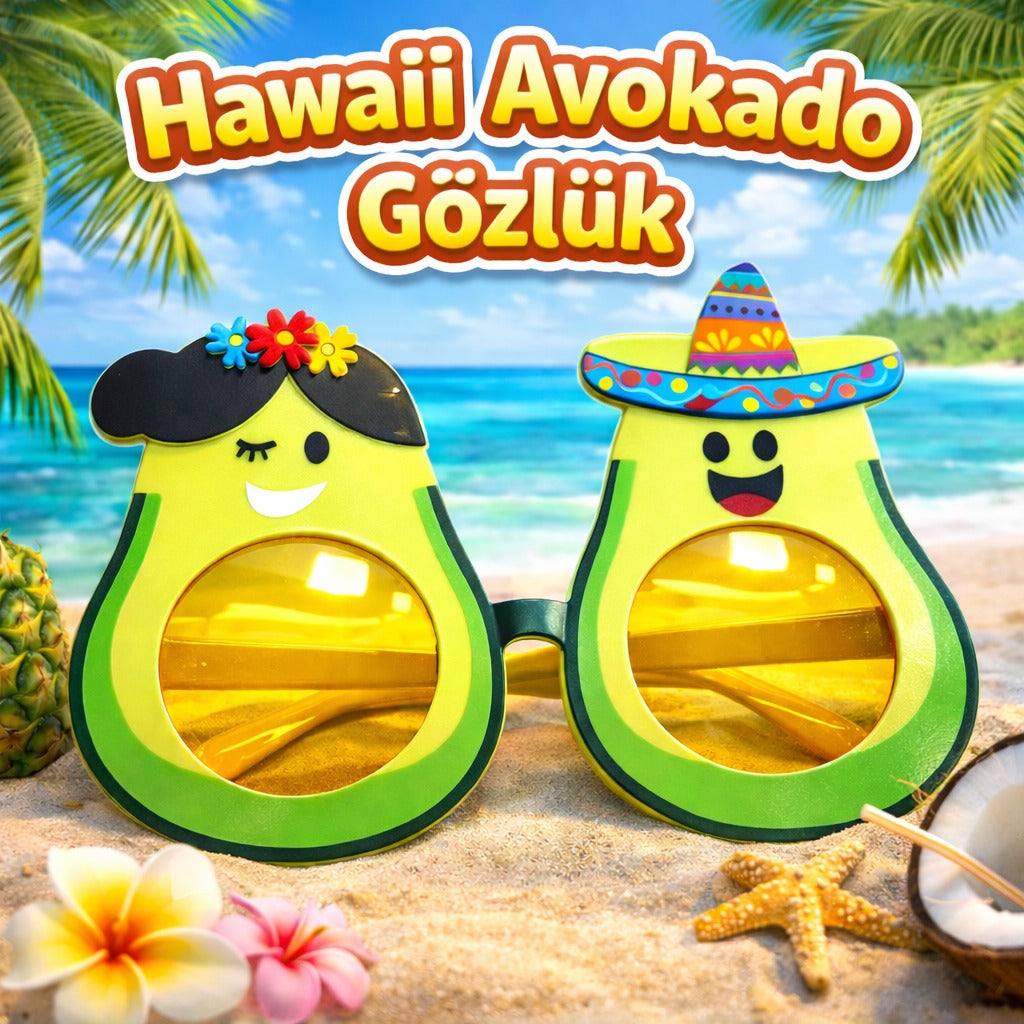 Hawaii Temalı Avokado Gözlük - Kostüm & Parti Gözlüğü (5286)