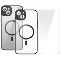 Baseus Frame Series iPhone 14 6.1 Kamera Koruyuculu Magsafe Kılıf + Tempered Ekran Koruyucu Set-(5775) - Siyah