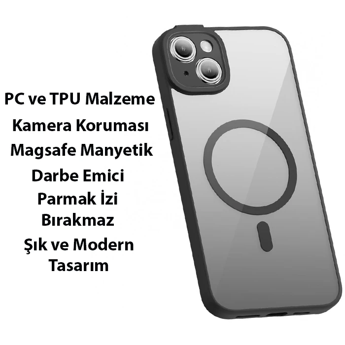 Baseus Frame Series iPhone 14 6.1 Kamera Koruyuculu Magsafe Kılıf + Tempered Ekran Koruyucu Set-(5775) - Mavi