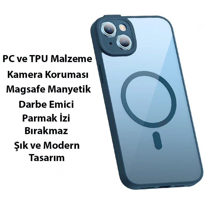 Baseus Frame Series iPhone 14 6.1 Kamera Koruyuculu Magsafe Kılıf + Tempered Ekran Koruyucu Set-(5775) - Siyah