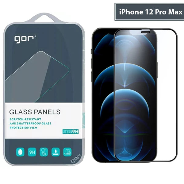 GOR iPhone 12 Pro Max 9D Hardening Tempered Full Cam Ekran Koruyucu-(5775) - Siyah