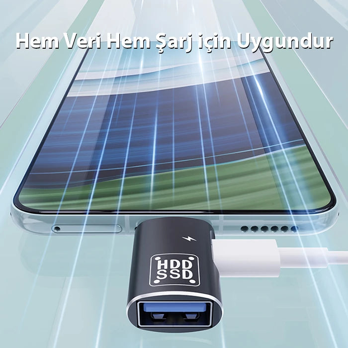 ALLY Type-C To Şarj + OTG 3.0 Dönüştürücü Adaptör-(5775) - Siyah