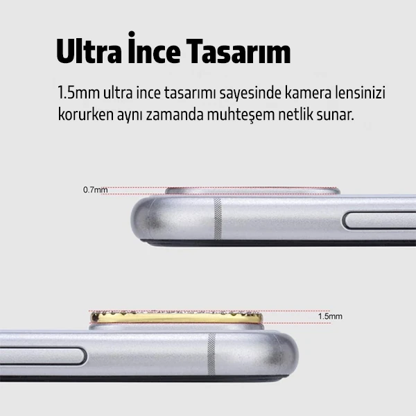 ALLY İPhone 11 Kamera Koruyucu Lens Diamond Taş İşlemeli-(5775) - Gold