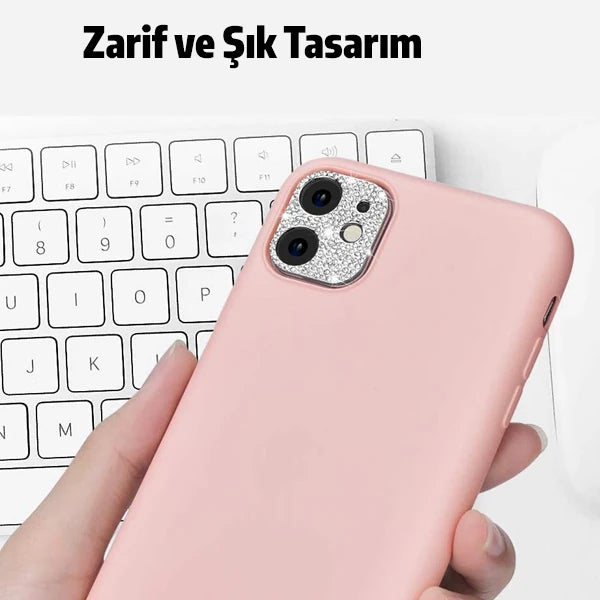 ALLY İPhone 11 Kamera Koruyucu Lens Diamond Taş İşlemeli-(5775) - Gold