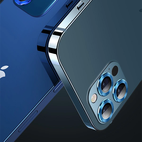USAMS İphone 12 Pro 3D Metal Çerçeveli Kamera Lens Koruyucu-(5775) - Siyah