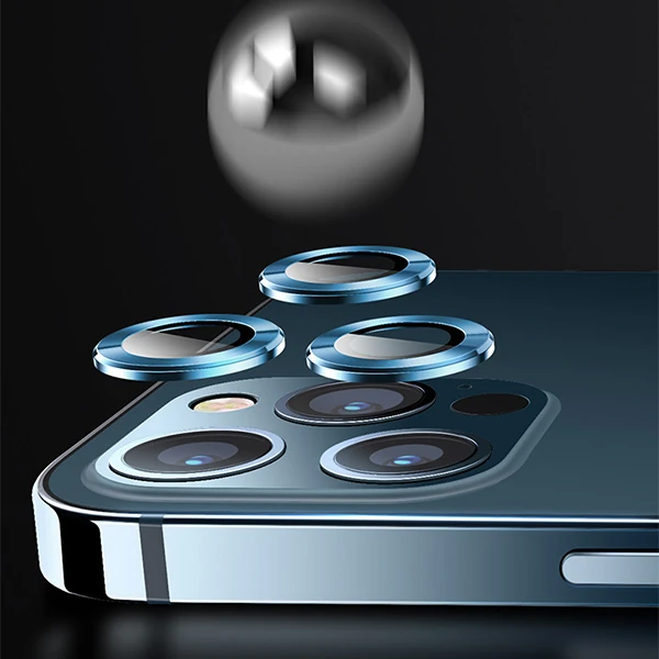 USAMS İphone 12 Pro 3D Metal Çerçeveli Kamera Lens Koruyucu-(5775) - Gümüş