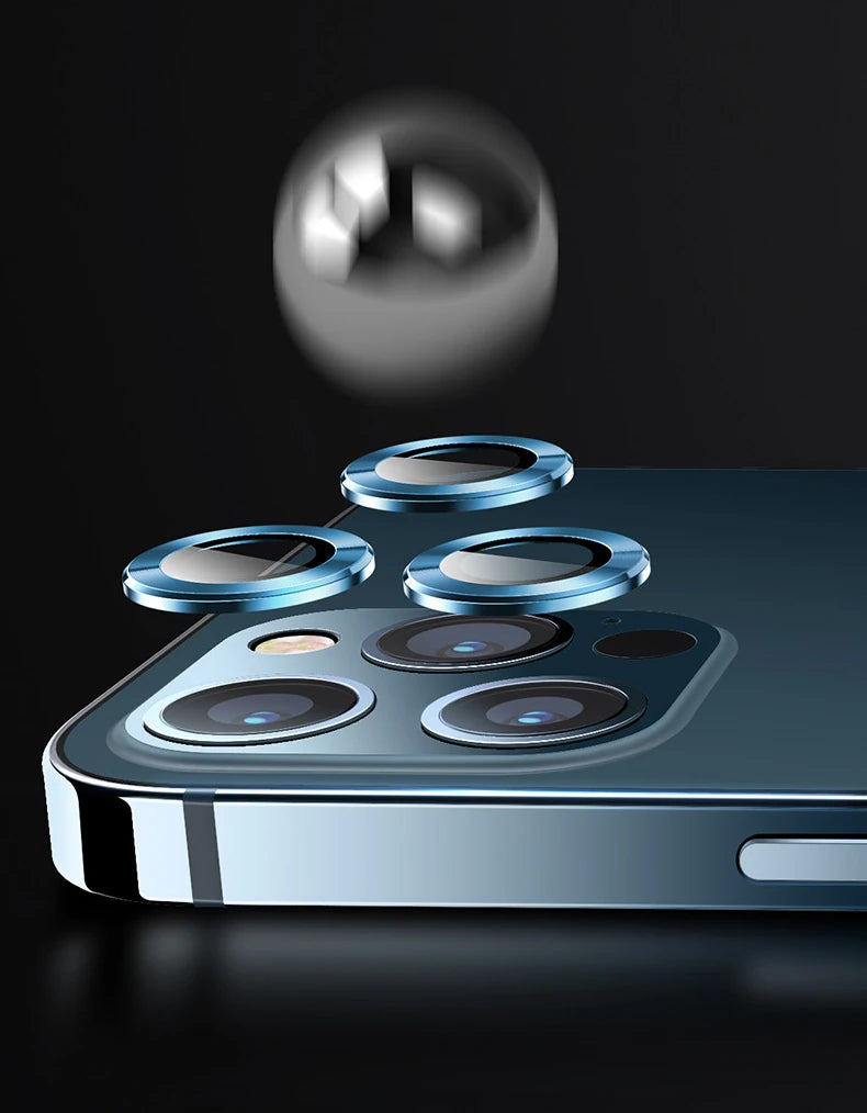USAMS İphone 12 Pro 3D Metal Çerçeveli Kamera Lens Koruyucu-(5775) - Gümüş