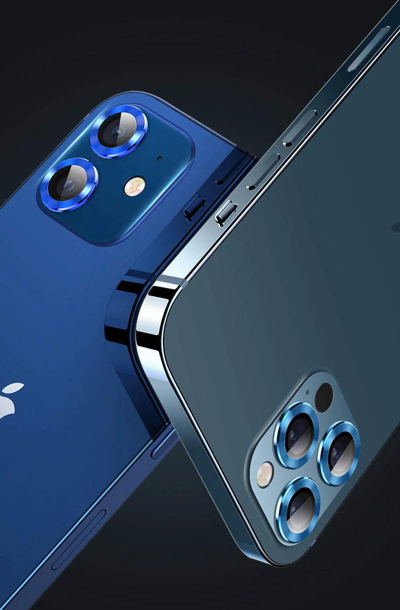 USAMS İphone 12 Pro 3D Metal Çerçeveli Kamera Lens Koruyucu-(5775) - Siyah