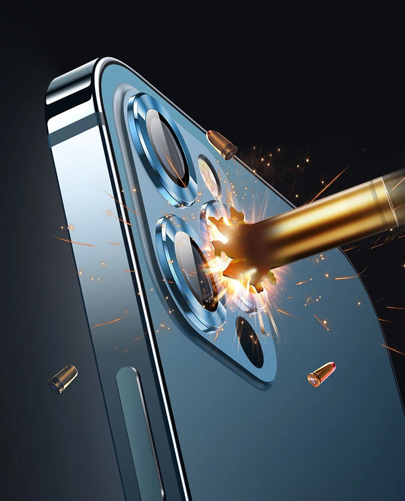USAMS İphone 12 Pro 3D Metal Çerçeveli Kamera Lens Koruyucu-(5775) - Gümüş