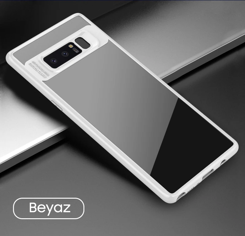 Ally Galaxy Note 8 Darbeya Dayanıklı Şeffaf Silikon Kılıf-(5775) - Kırmızı
