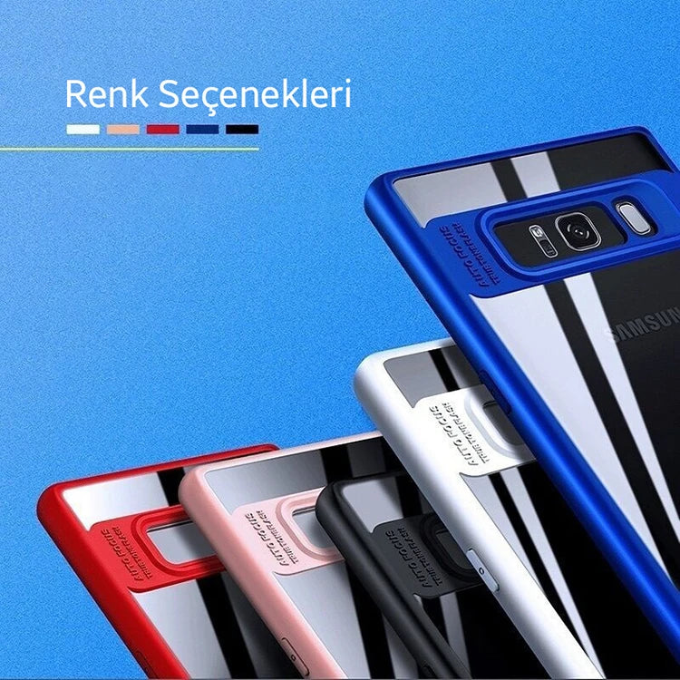 Ally Galaxy Note 8 Darbeya Dayanıklı Şeffaf Silikon Kılıf-(5775) - Kırmızı