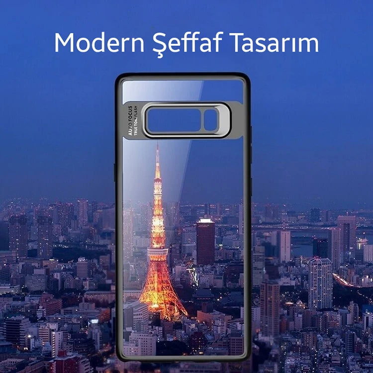 Ally Galaxy Note 8 Darbeya Dayanıklı Şeffaf Silikon Kılıf-(5775) - Kırmızı