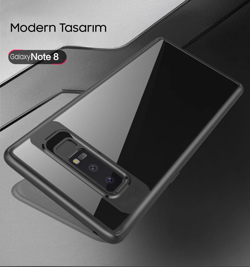 Ally Galaxy Note 8 Darbeya Dayanıklı Şeffaf Silikon Kılıf-(5775) - Kırmızı