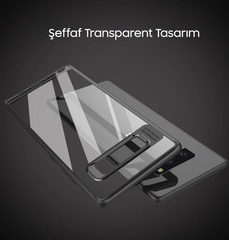 Ally Galaxy Note 8 Darbeya Dayanıklı Şeffaf Silikon Kılıf-(5775) - Kırmızı