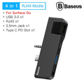 Baseus Multifunctional HUB Surface Go(Type-C+Audio to RJ45+USB3.0+Type-C(data)+Audio)-(5775) - Siyah
