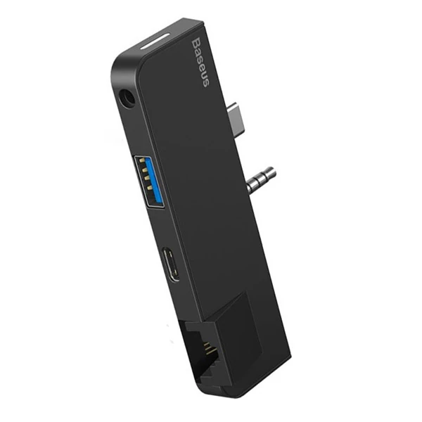 Baseus Multifunctional HUB Surface Go(Type-C+Audio to RJ45+USB3.0+Type-C(data)+Audio)-(5775) - Siyah