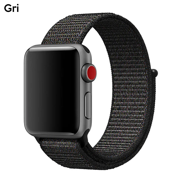 Ally Apple Watch 7-8 41mm 6-5-4 40mm Nylon Loop Spor Kayış Kordon 3-2-1 38mm-(5775) - Asker Yeşili