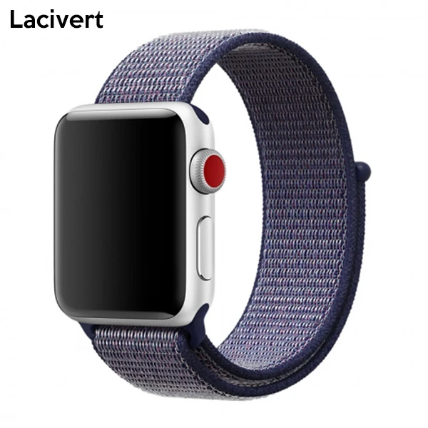 Ally Apple Watch 7-8 41mm 6-5-4 40mm Nylon Loop Spor Kayış Kordon 3-2-1 38mm-(5775) - Gece Mavisi