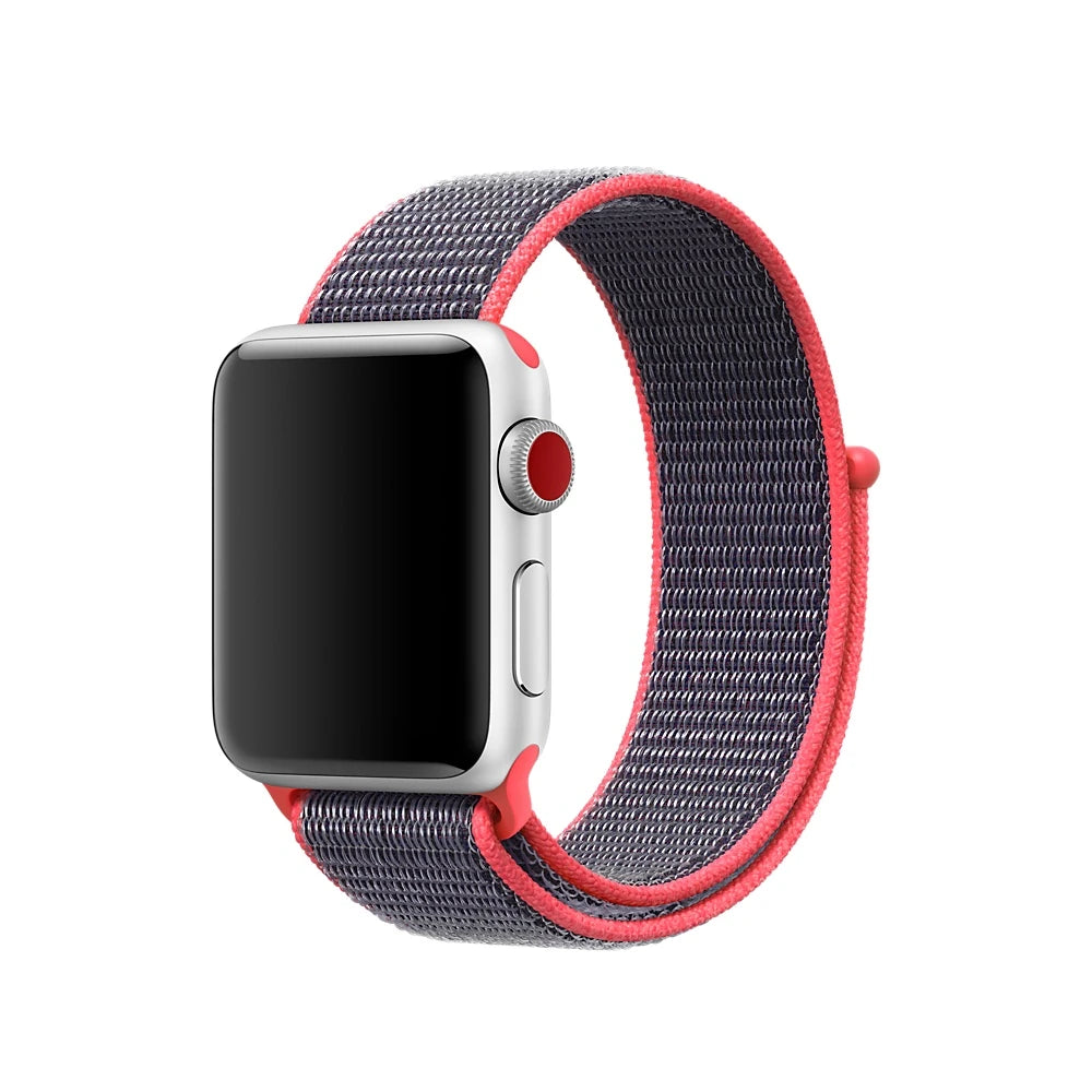 Ally Apple Watch 7-8 41mm 6-5-4 40mm Nylon Loop Spor Kayış Kordon 3-2-1 38mm-(5775) - Gece Mavisi