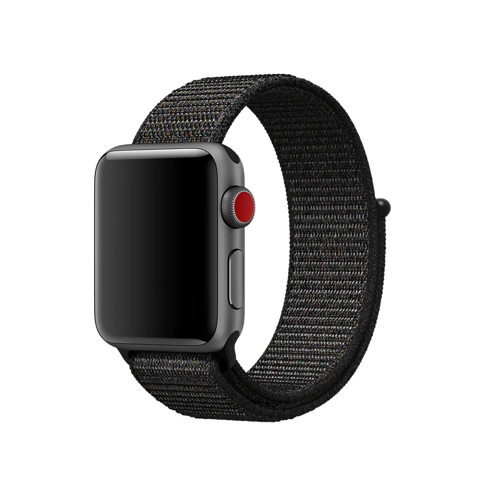 Ally Apple Watch 7-8 41mm 6-5-4 40mm Nylon Loop Spor Kayış Kordon 3-2-1 38mm-(5775) - Gece Mavisi