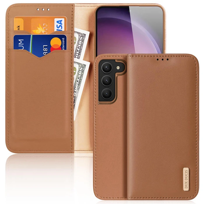 Dux Ducis SM Galaxy S23 Plus Kılıf Mıknatıslı Cüzdanlı Deri Kılıf Hivo Series-(5775) - Kahverengi