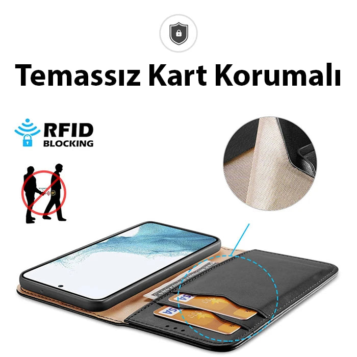 Dux Ducis SM Galaxy S23 Plus Kılıf Mıknatıslı Cüzdanlı Deri Kılıf Hivo Series-(5775) - Kahverengi