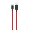 HOCO X21 Plus USB to Type-C 3A Silikon Hızlı Şarj ve Data Kablosu-(5775) - Siyah-Kırmızı
