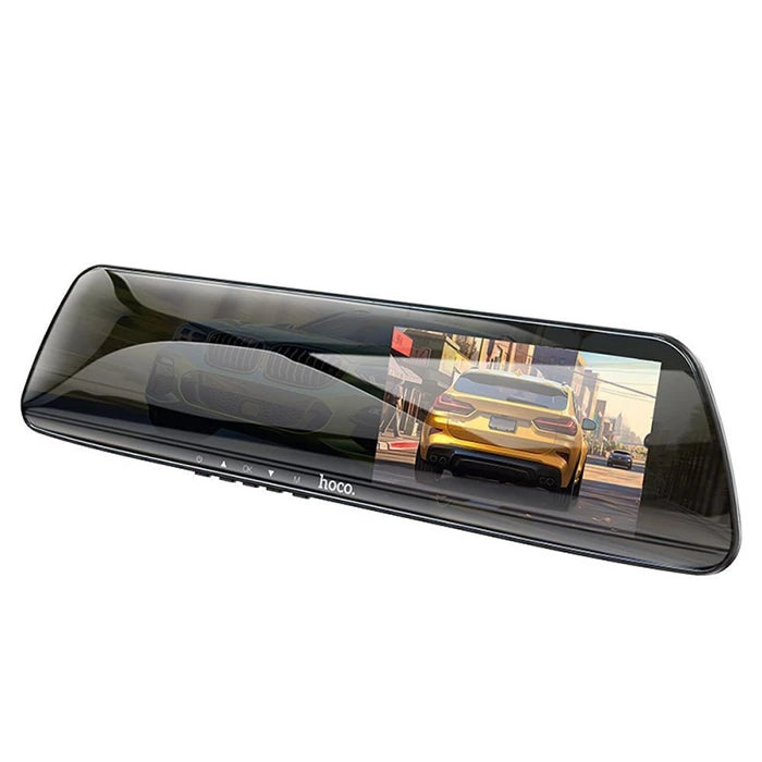 Hoco DV4  DVR Ön Ve Arka Sürüş Kaydedici 45 İnç LCD Dikiz Aynası Araç kamerası-(5775) - Siyah